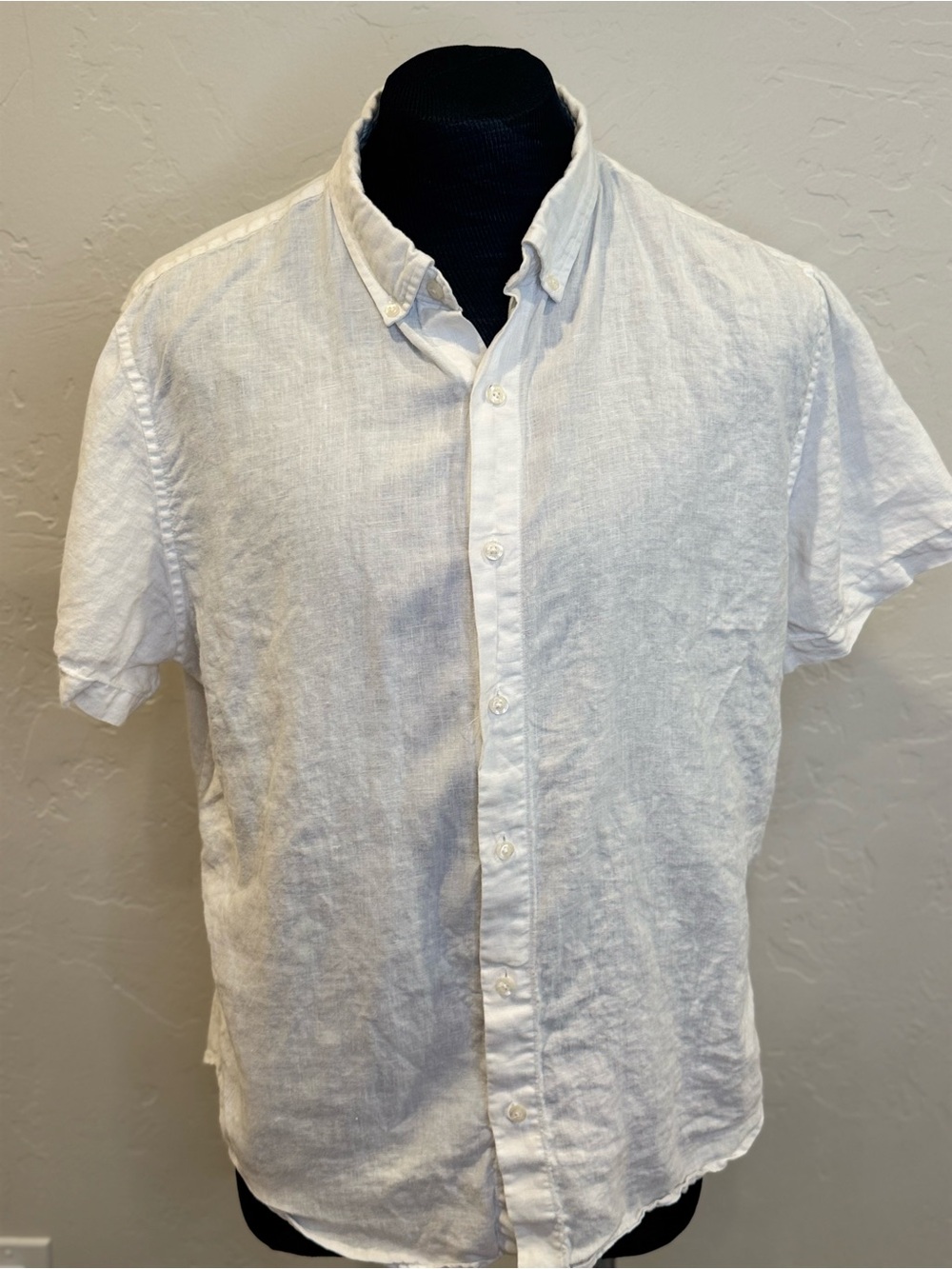 Bonobos White Short-Sleeve Linen Button-Down Shirt 1303